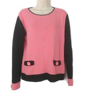 Anthropologie One Girl Who Pink Black Sweater